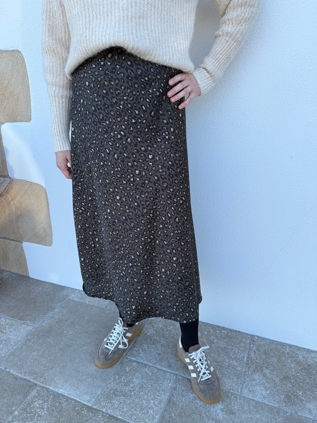 Jupe LAURENT léopard kaki