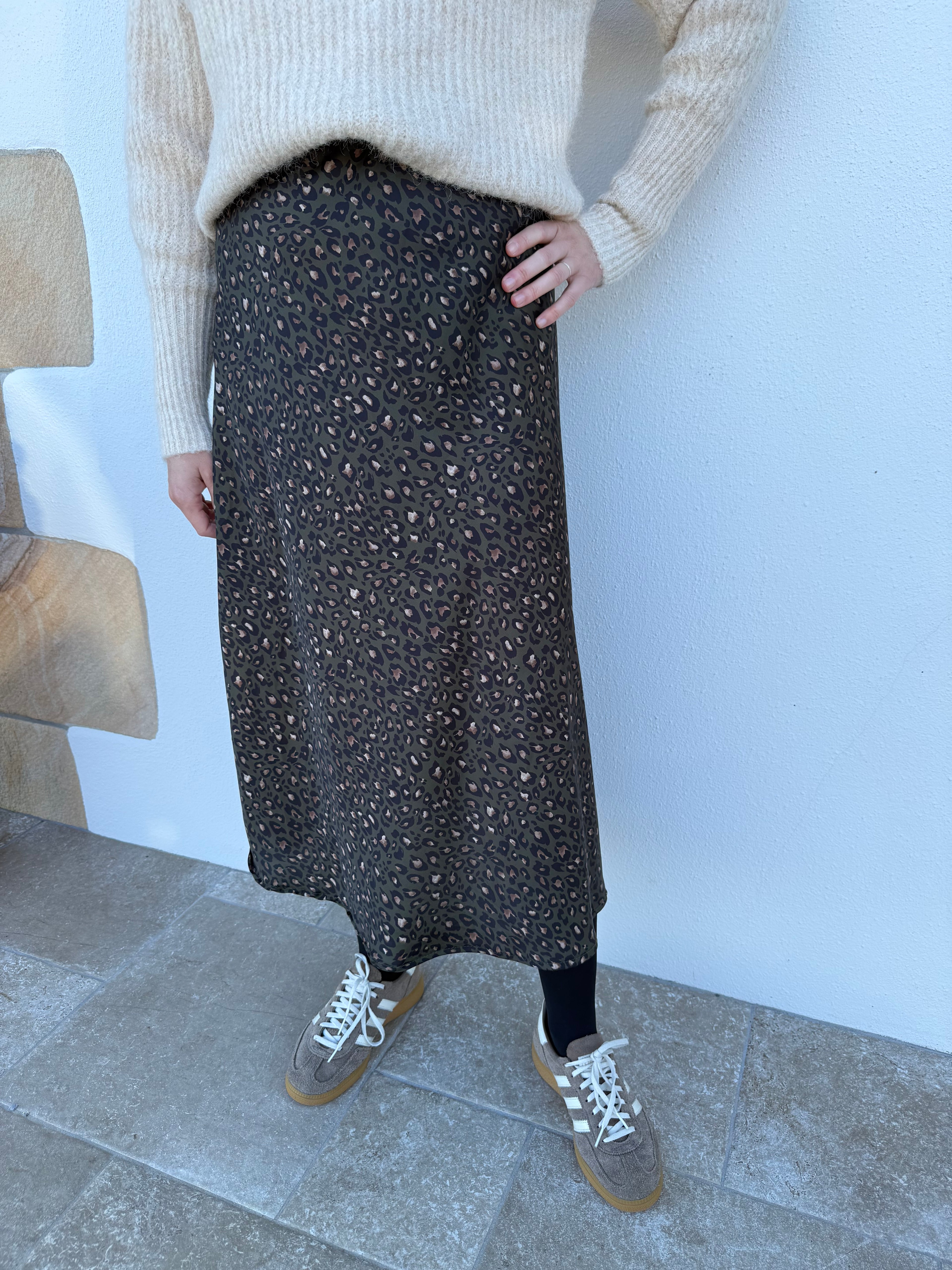 Jupe LAURENT léopard kaki