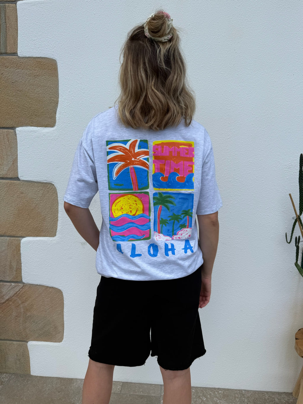 T-shirt ALOHA gris clair