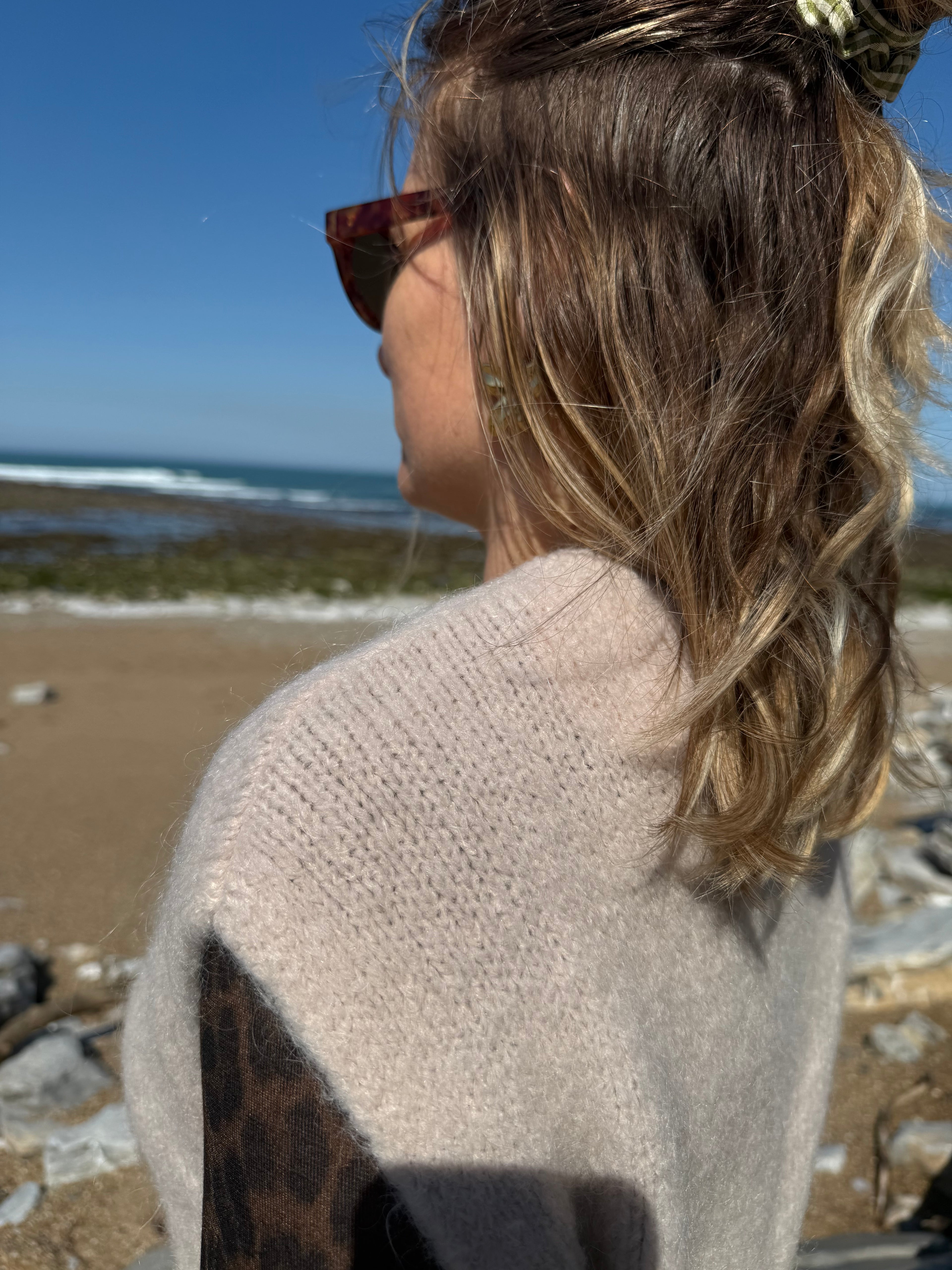 Pull sans manches CAROLINE beige