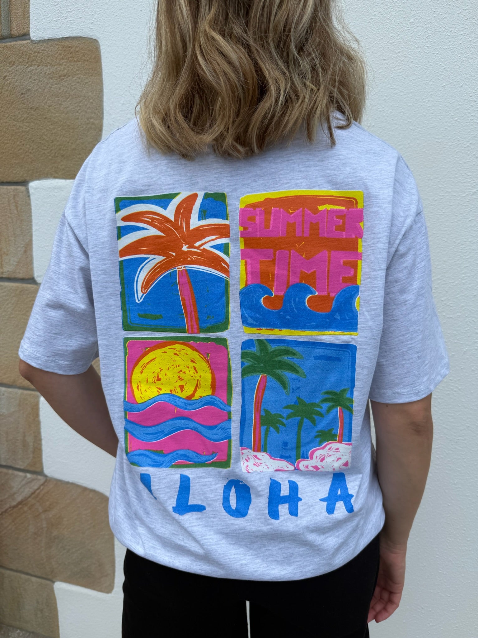 T-shirt ALOHA gris clair
