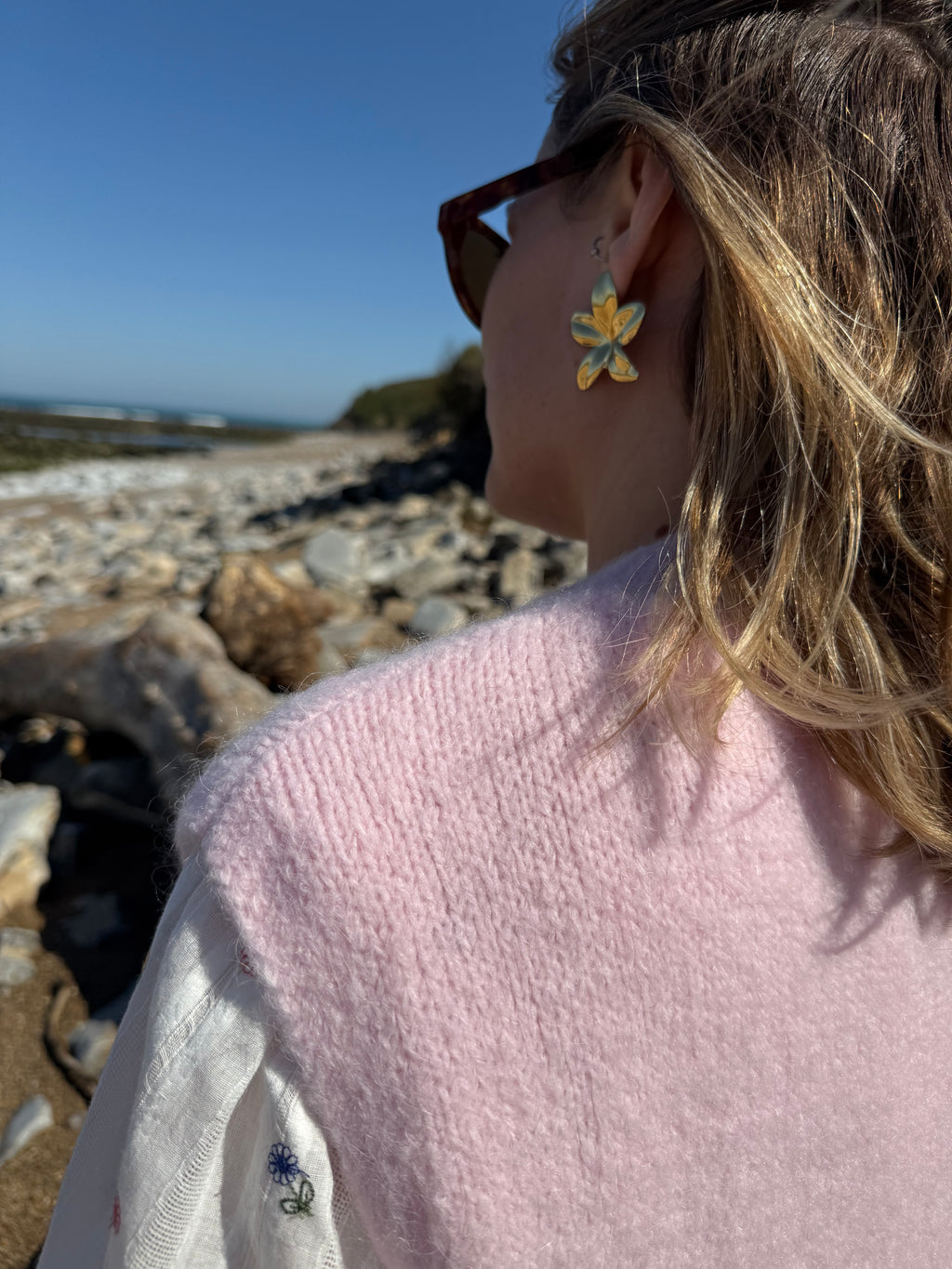 Pull sans manches CAROLINE rose pale