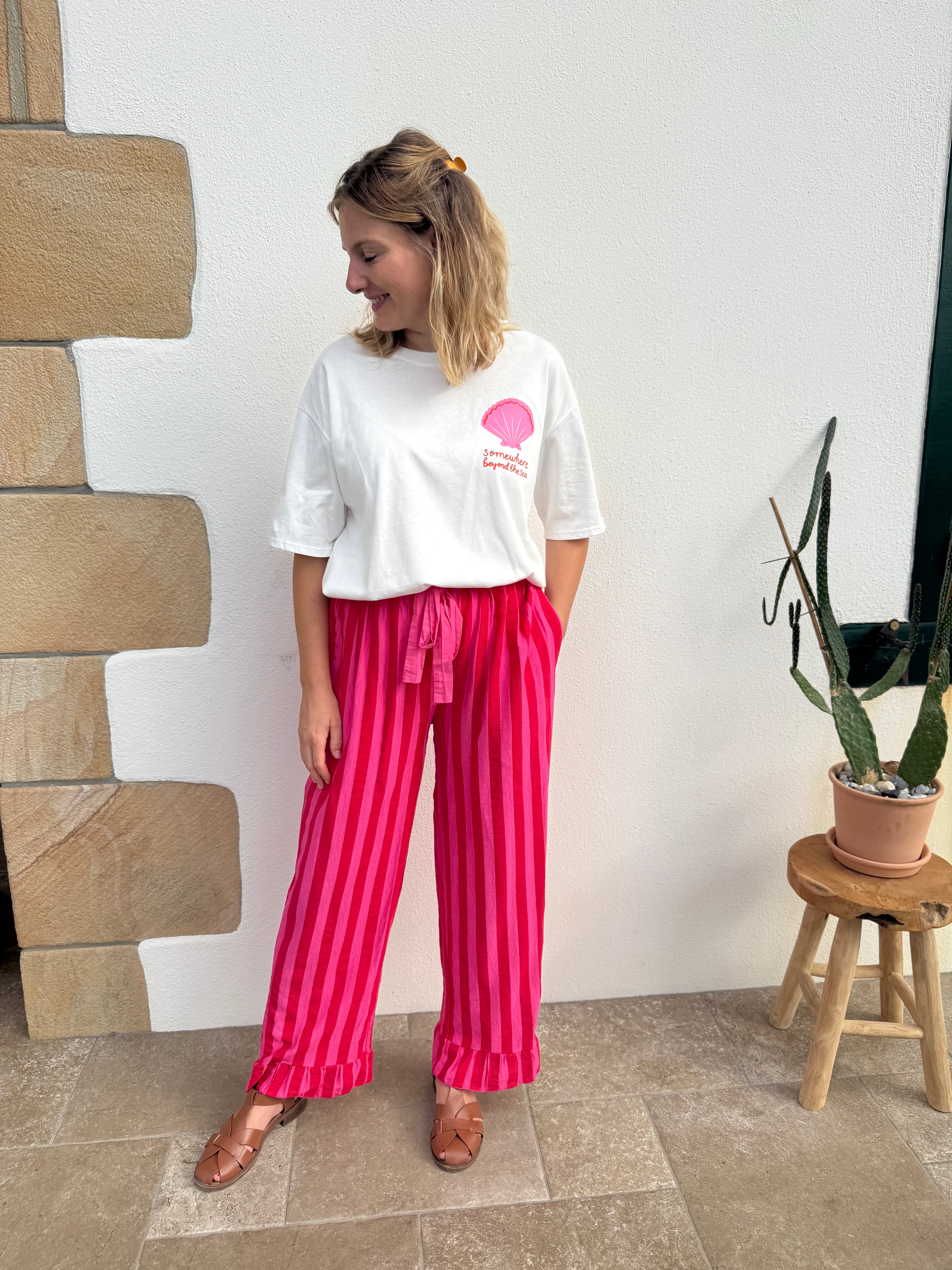 Pantalon UNAI rose/rouge