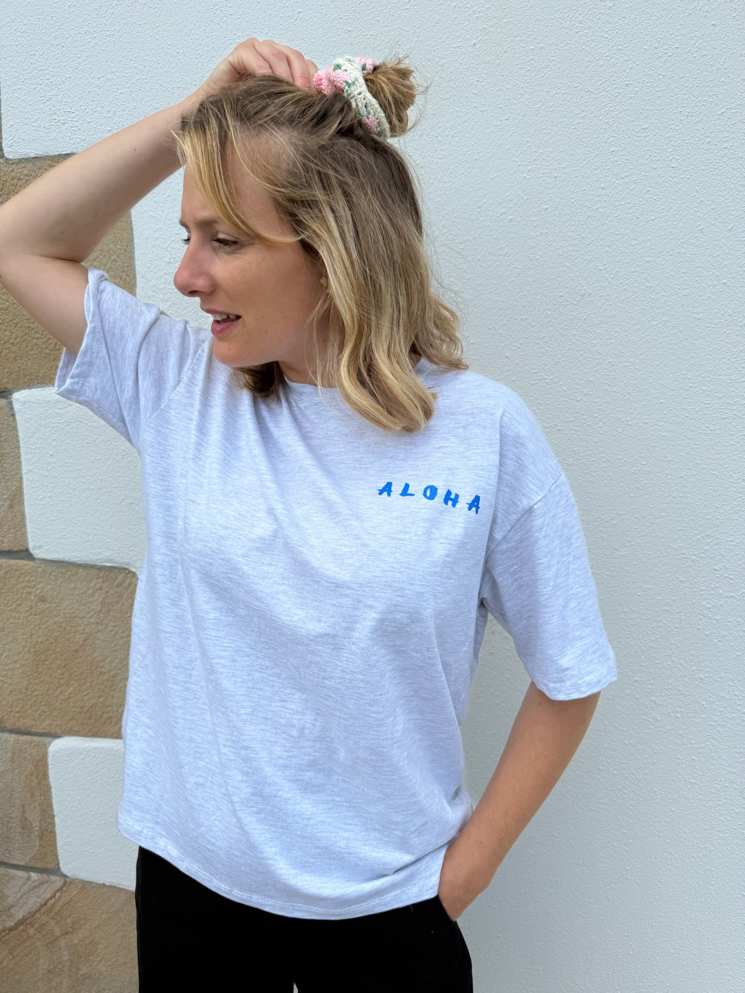 T-shirt ALOHA gris clair