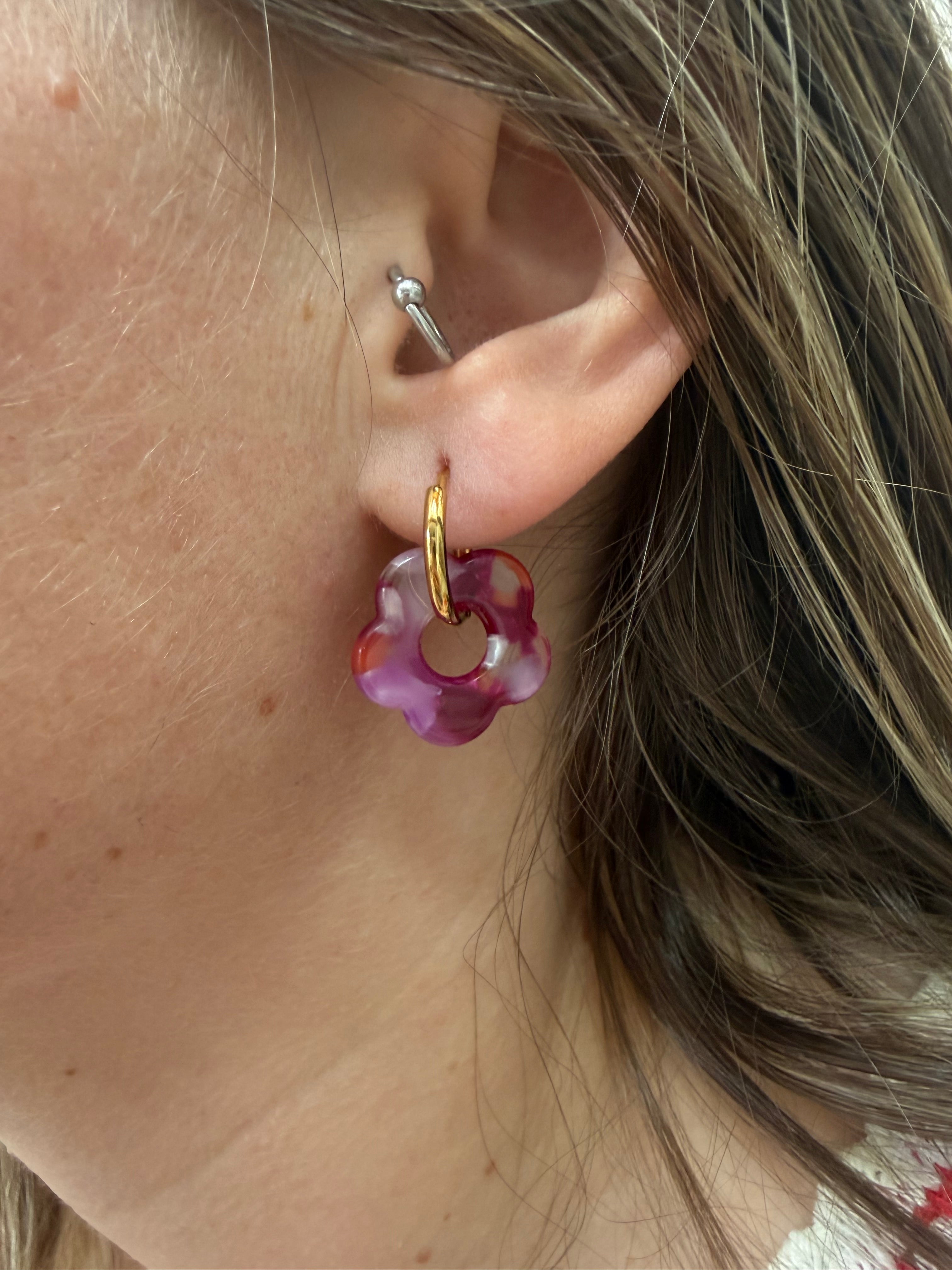 Boucles d’oreilles EMILIE violettes & oranges