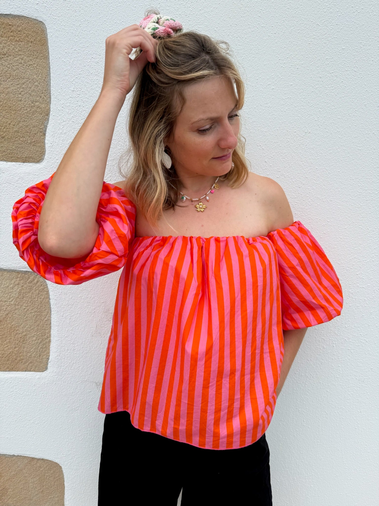 Top ALMA rayé rose