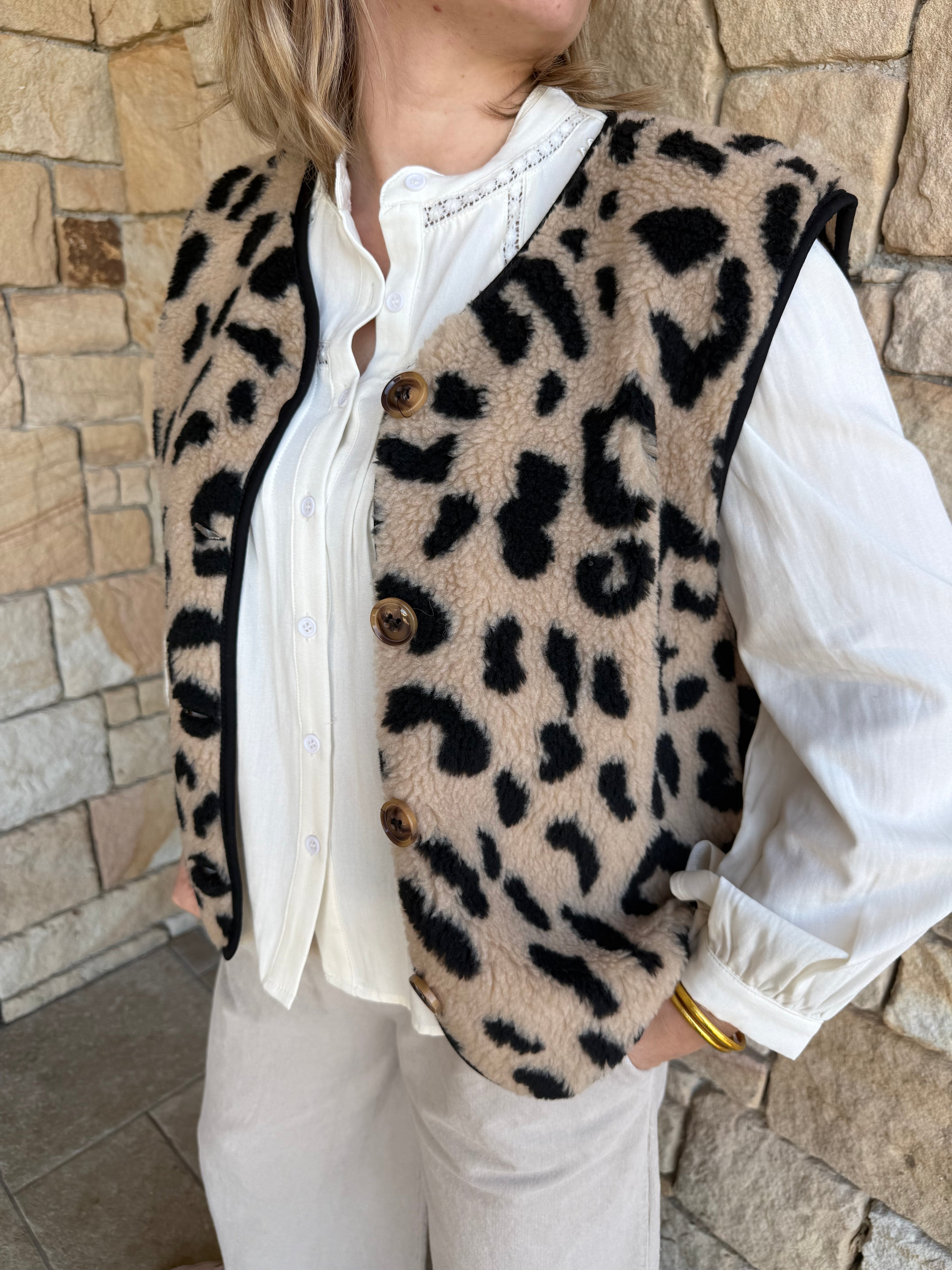 Gilet sans manches CHANTAL beige