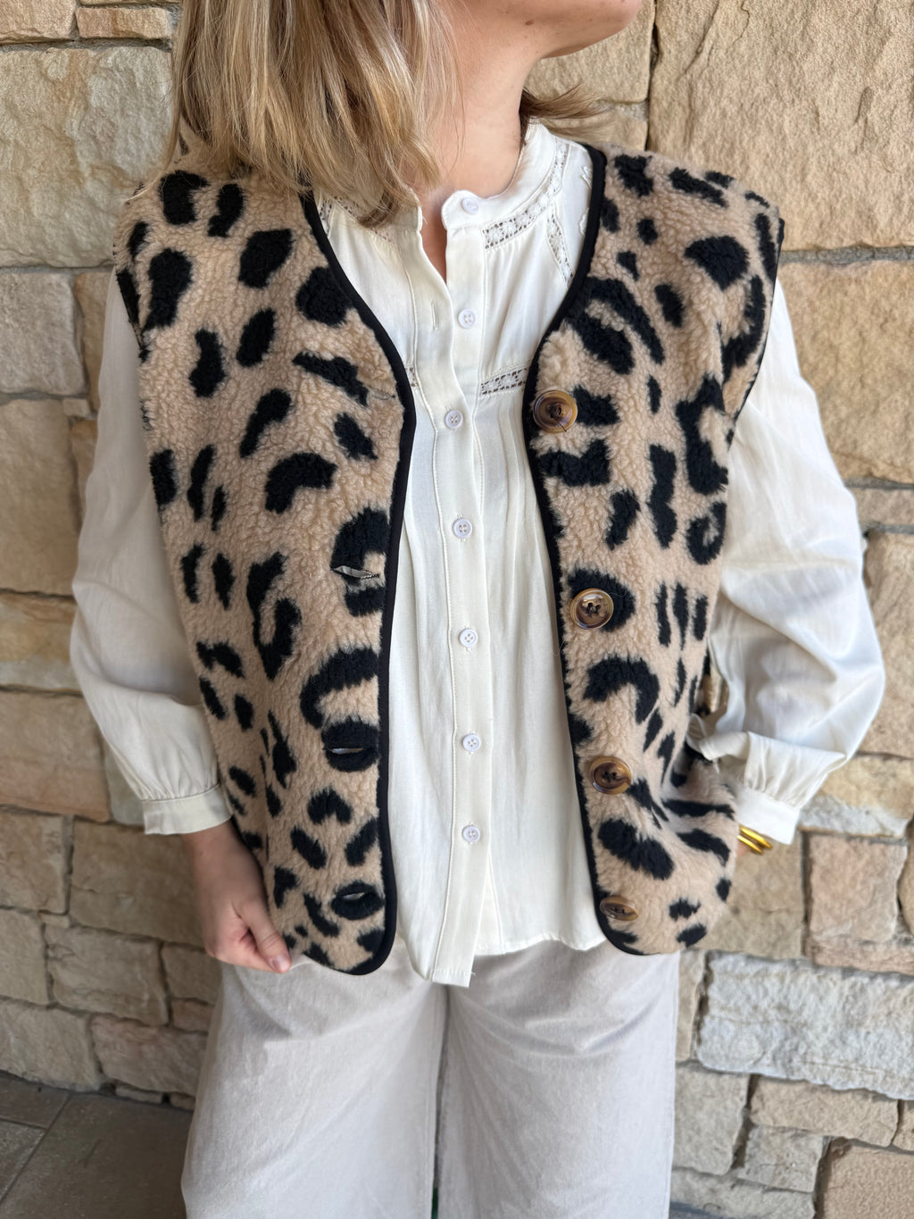 Gilet sans manches CHANTAL beige