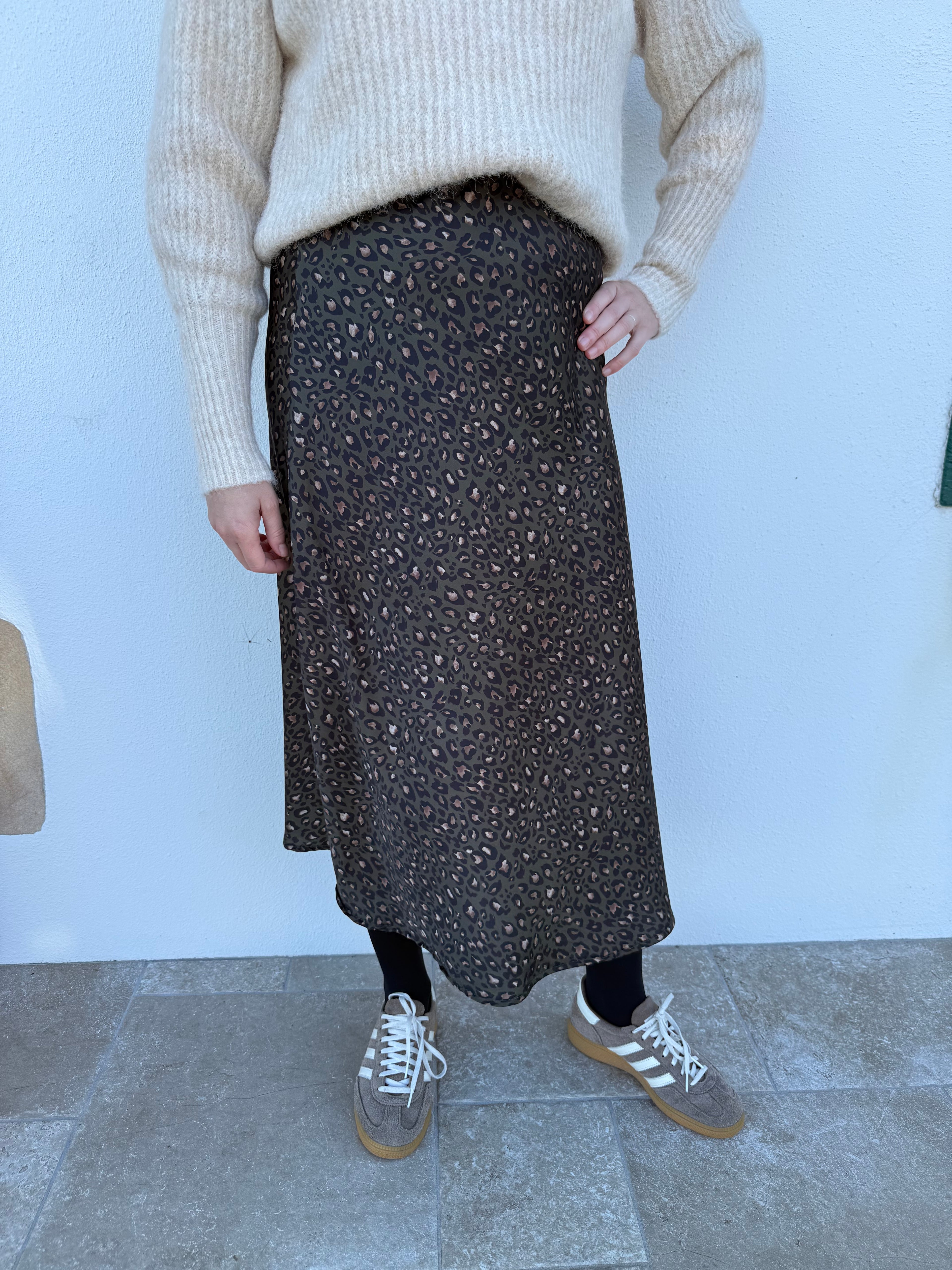 Jupe LAURENT léopard kaki