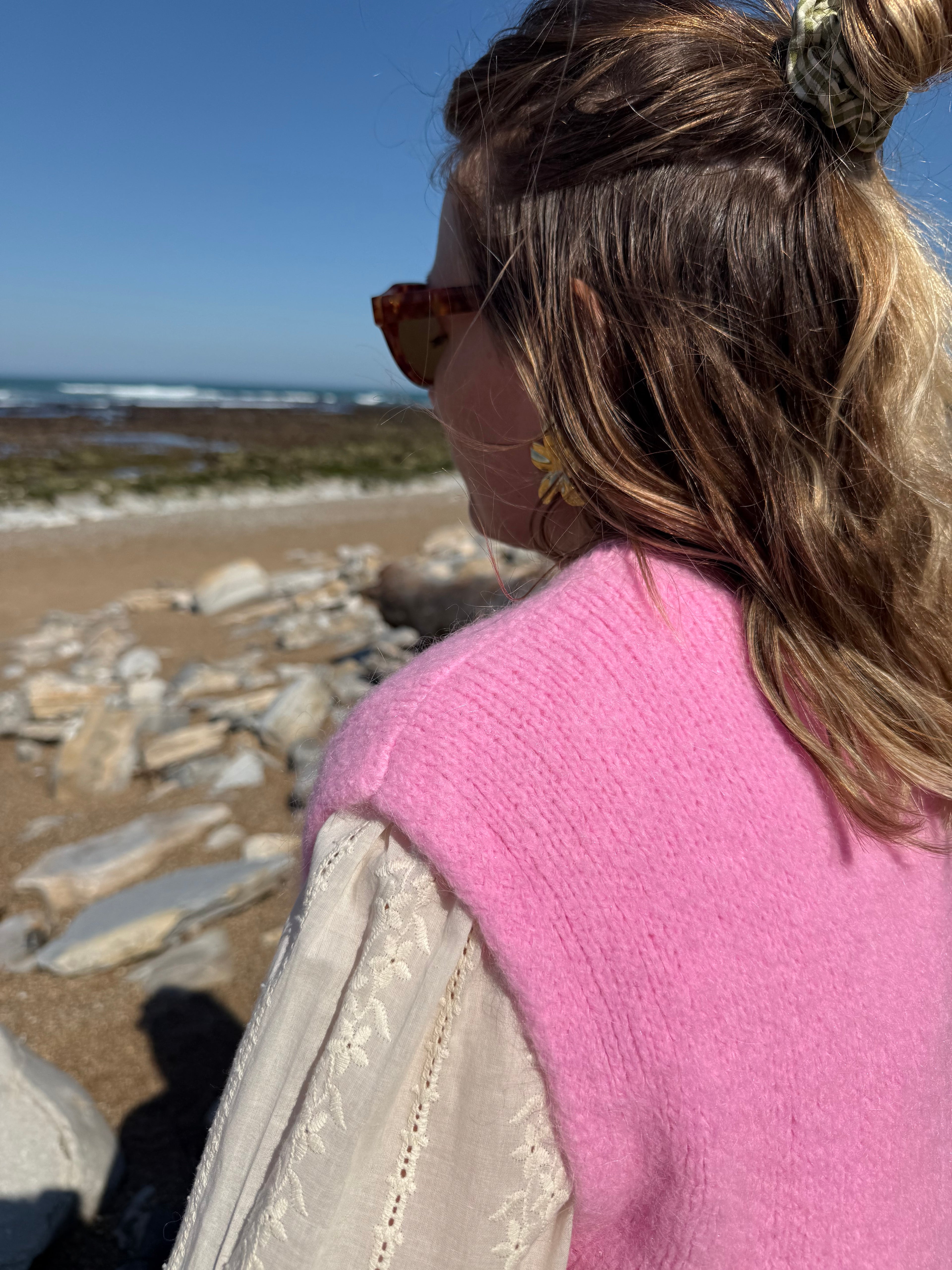 Pull sans manches CAROLINE rose