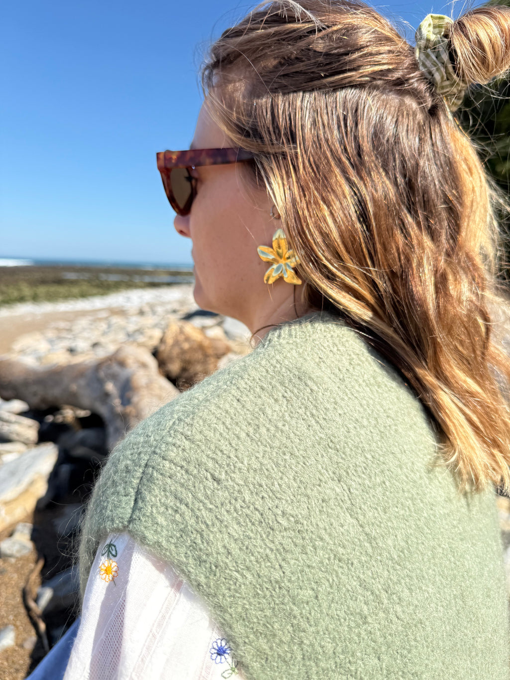 Pull sans manches CAROLINE kaki